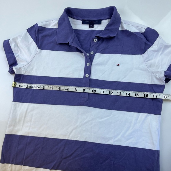 Tommy Hilfiger Blue/White Striped Polo Shirt N276-13 - Picture 6 of 7